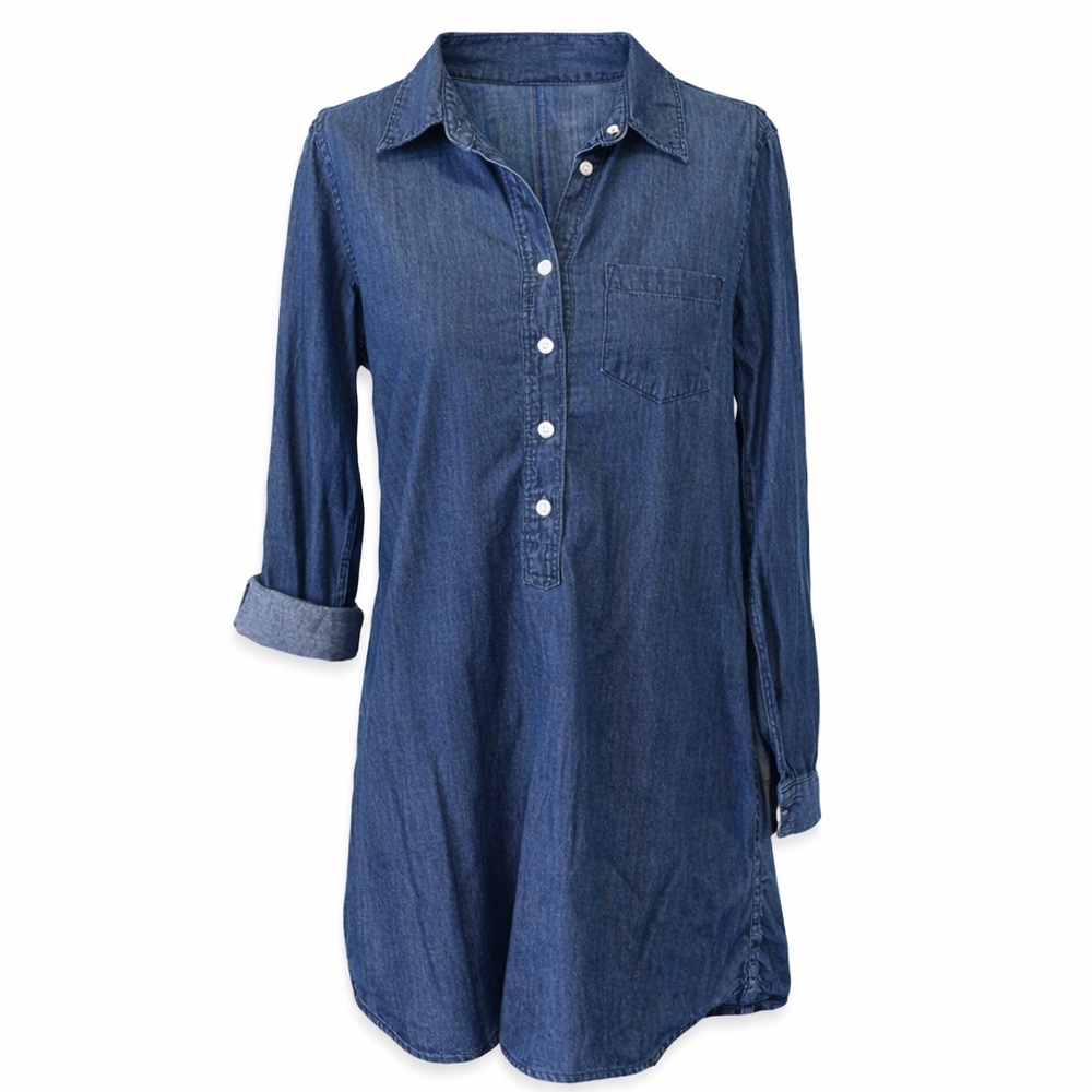J. Crew XXS OVERSIZED Indigo Denim Chambray Shirt Dress - Picture 1 of 9